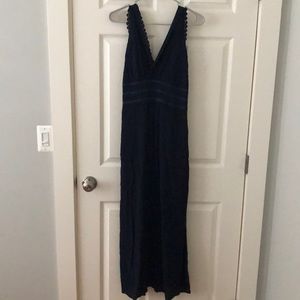 Q&A Blue maxi dress size small with eyelet detail